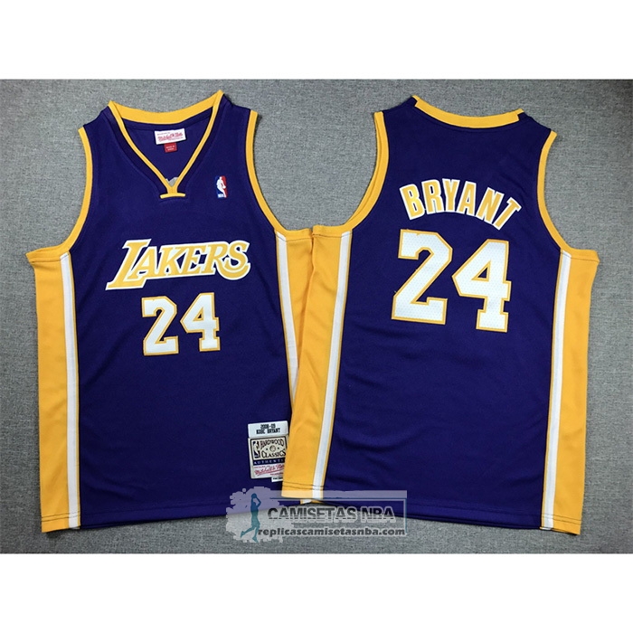 Camiseta Nino Los Angeles Lakers Kobe Bryant NO 24 Mitchell & Ness 2008-09 Violeta